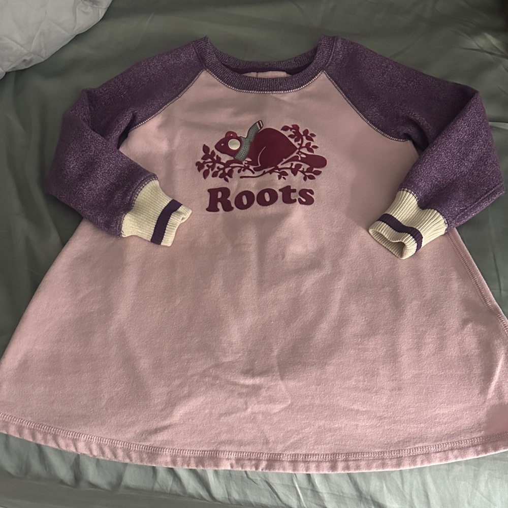 Roots Kids pink and purple‎ sweatshirt dress size 4
